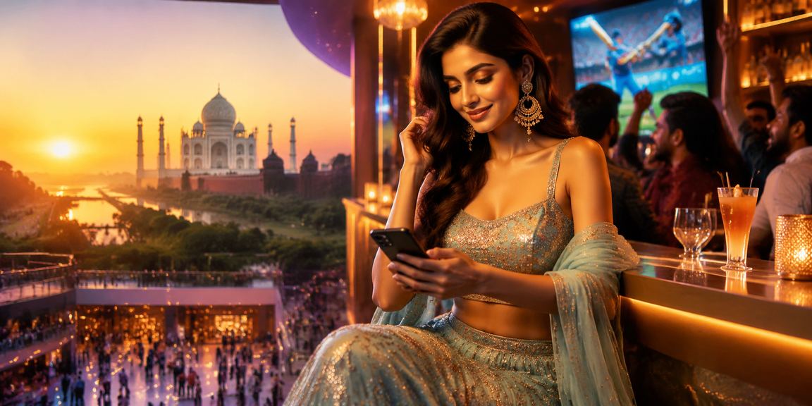 Cricket fans watching IPL match in front of Taj Mahal backdrop